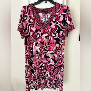 Dana Buchman Pink and Black Patterned Dress